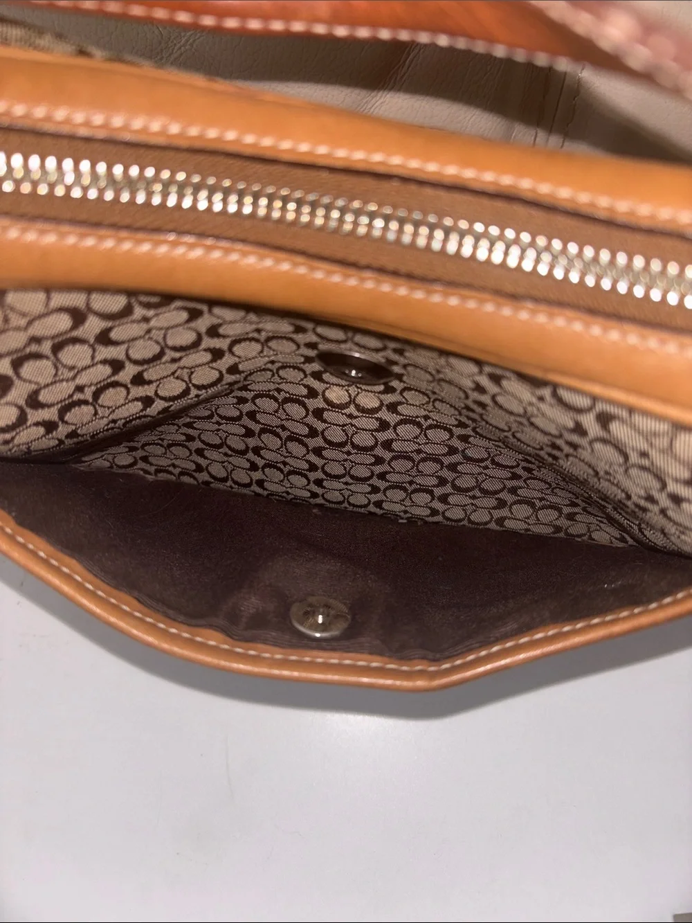Coach Vintage Brown Signature Hobo with Tan Trim